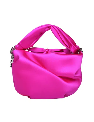 Shop Jimmy Choo Bonny Bag In Satin With Braided Handle In Fucsia