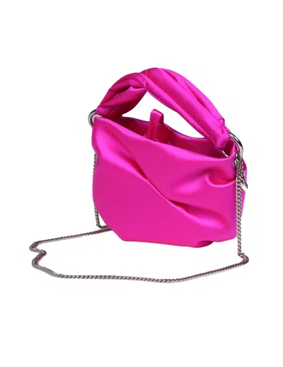 Shop Jimmy Choo Bonny Bag In Satin With Braided Handle In Fucsia
