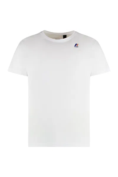 Shop K-way Edouard Cotton Crew-neck T-shirt In White