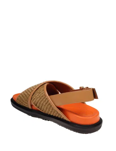 Shop Marni Fussbett Sandal In Raffia And Leather