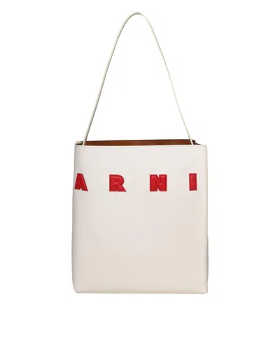 Shop Marni Museo Hobo Bag In Milk Color Leather