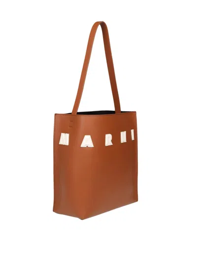 Shop Marni Museo Hobo Bag In Tan Color Leather