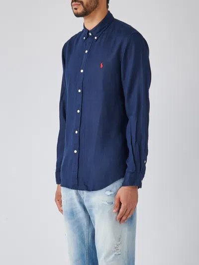 Shop Polo Ralph Lauren Long Sleeve Sport Shirt Shirt In Navy