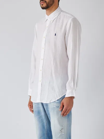Shop Polo Ralph Lauren Long Sleeve Sport Shirt Shirt In Bianco