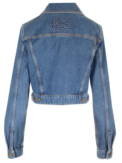 Shop Etro Slim Fit Denim Jacket In Azzurro