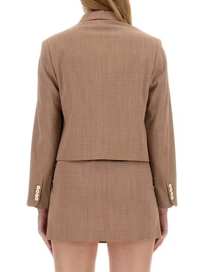 Alysi Cropped Jacket In Marrone