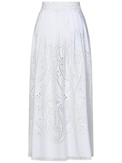 Shop Alberta Ferretti Long Skirt In White
