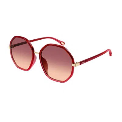 Shop Chloé Ch0133sa Linea  004 Sunglasses In Rosso