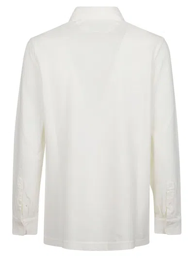 Shop Ballantyne Long Sleeve Polo Shirt In White
