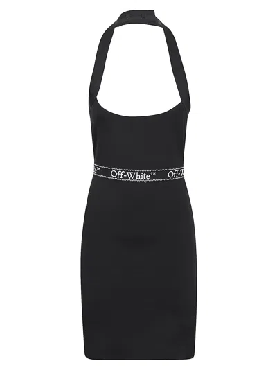 Shop Off-white Logoband Cross S/l Mini Dress In Black White