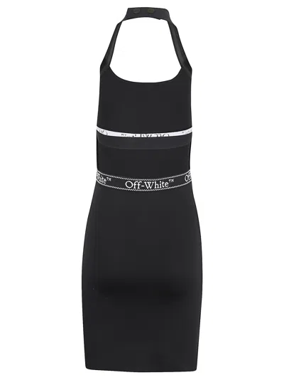 Shop Off-white Logoband Cross S/l Mini Dress In Black White