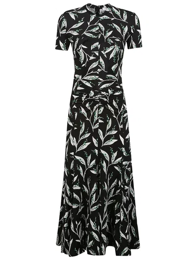 Shop Rabanne Short Sleeve Midi Dress In Muguet Noir