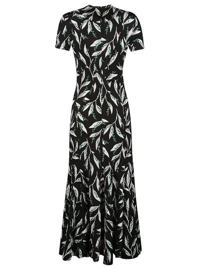 Shop Rabanne Short Sleeve Midi Dress In Muguet Noir