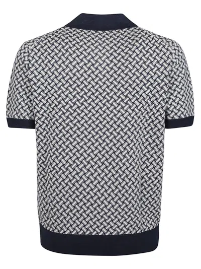 Shop Drumohr Razor Blade Short Sleeve Polo Shirt In Blu/latte