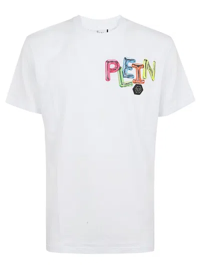 Shop Philipp Plein T-shirt Round Neck Ss In White