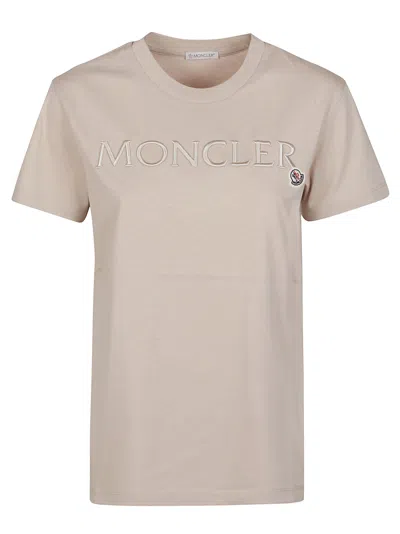 Shop Moncler T-shirt In J Beige