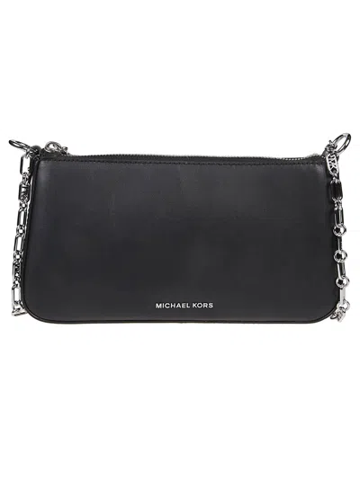 Shop Michael Kors Medium Chain Link Pouchette Bag In Black