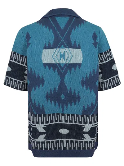 Alanui Camicia In Cotone Ricamato Uomo In Surfndeep Blue