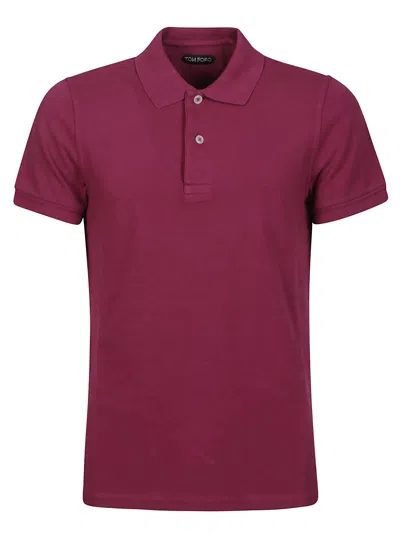 Shop Tom Ford Tennis Piquet Short Sleeve Polo Shirt In Magenta