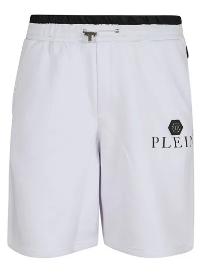 Shop Philipp Plein Jogging Shorts Hexagon In White