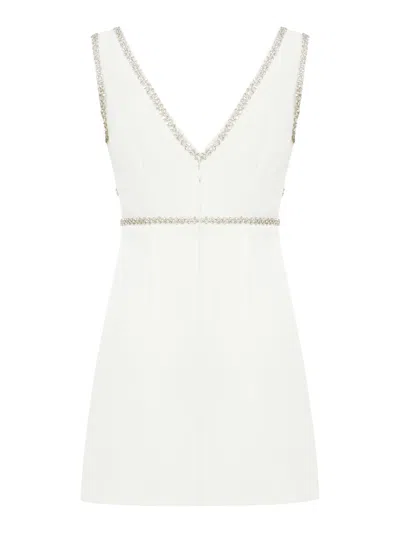 Shop Self-portrait White Bonded Crepe Mini Dress