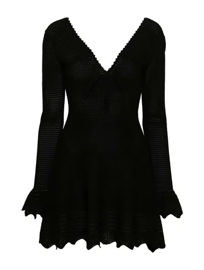 Shop Self-portrait Black Crochet Mini Dress