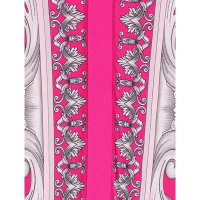 Shop Versace Baroque Printed Midi Dress In Pink