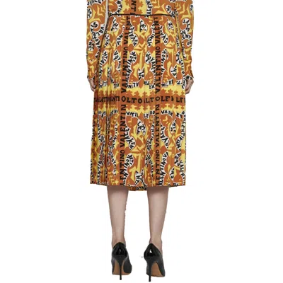 Shop Valentino Bandana Print Silk Skirt In Orange