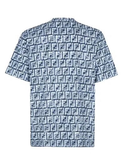 Shop Fendi T-shirt J.fringed Print Ff In Mirto