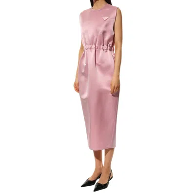Shop Prada Silk Midi Dress In Pink
