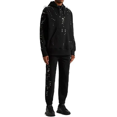Shop Givenchy Studded Cotton Sweatpants In Black