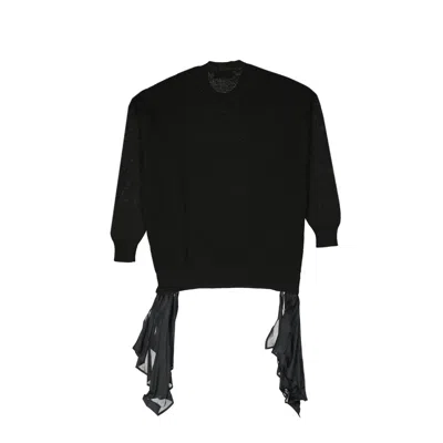 Dsquared2 Cotton Sweater With Drawstring And Sheer Details In Black