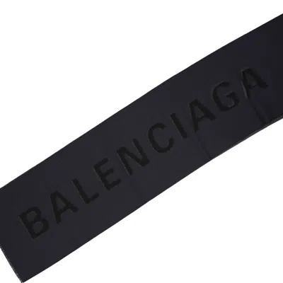 Shop Balenciaga Logo Wool Scarf In Blue