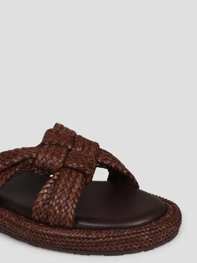 Shop Casadei Dama Lido Flats Sandal In Brown