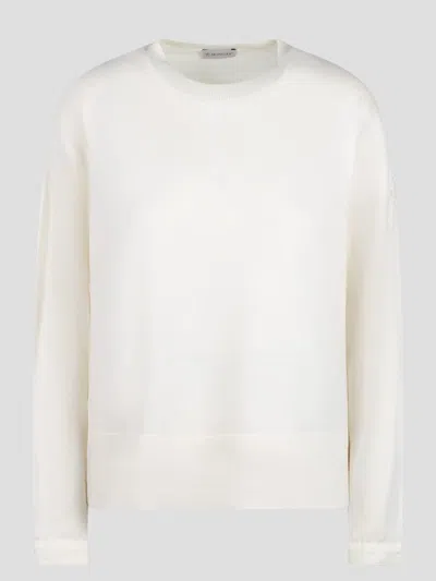 Shop Moncler Cotton Nylon Sweater In White