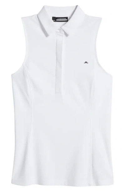 Shop J. Lindeberg Dena Sleeveless Performance Golf Polo In White