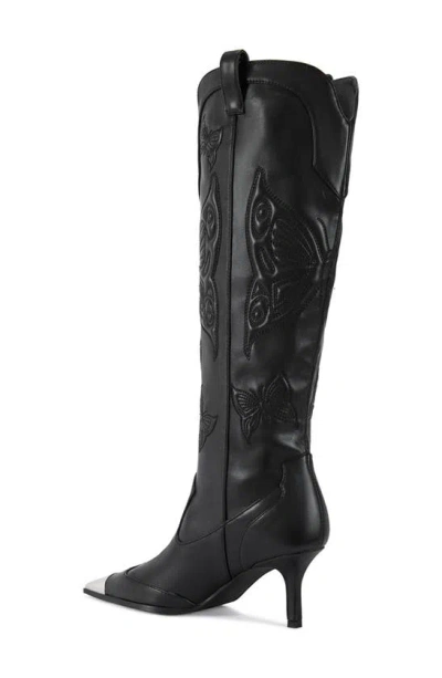 Azalea Wang Floryan Knee High Western Boot In Black