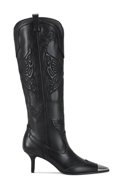 Azalea Wang Floryan Knee High Western Boot In Black