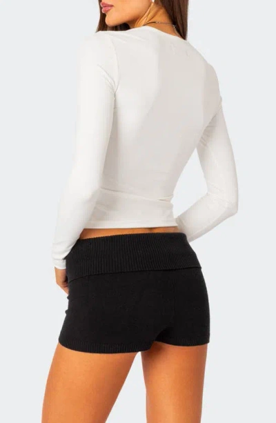 Edikted Tay Long Sleeve Crop Top In White