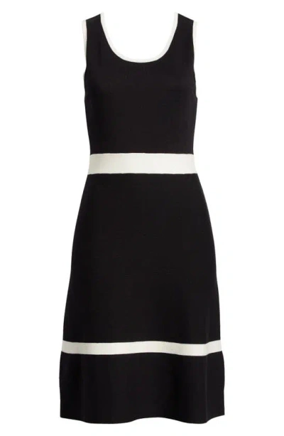 Shop Anne Klein Contrast Sleeveless Dress In Anne Black/ Anne White