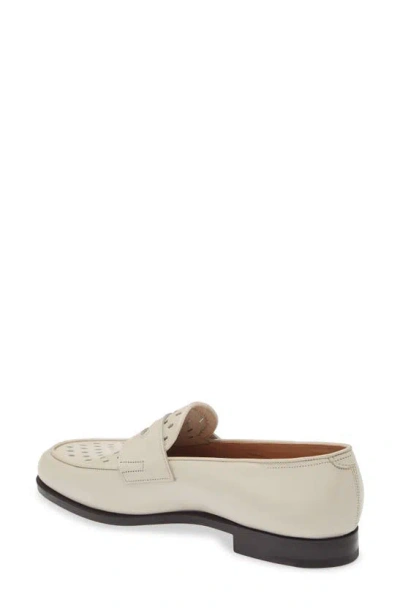 Shop John Lobb Lopez Perforated Penny Loafer In Chalk