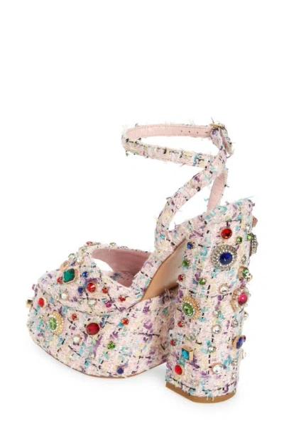 Azalea Wang Hyacinth Embellished Tweed Sandal In Pink