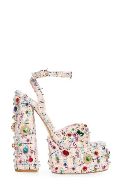 Azalea Wang Hyacinth Embellished Tweed Sandal In Pink