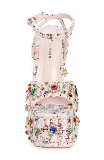 Azalea Wang Hyacinth Embellished Tweed Sandal In Pink