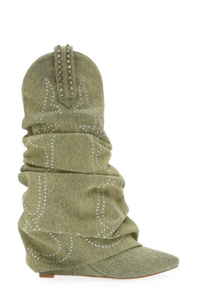Azalea Wang Sinead Slouch Boot In Green
