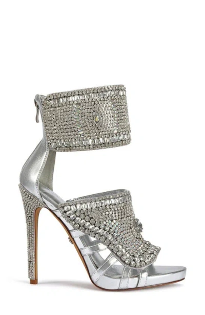 Shop Azalea Wang Grizzled Ankle Strap Sandal In Silver