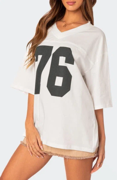 Edikted 76 Oversize Graphic T-shirt In White