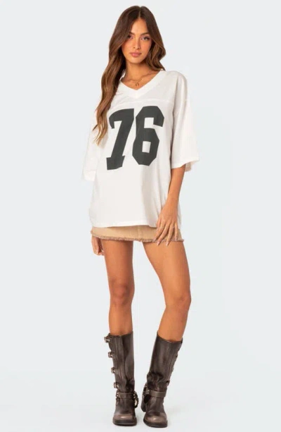 Edikted 76 Oversize Graphic T-shirt In White