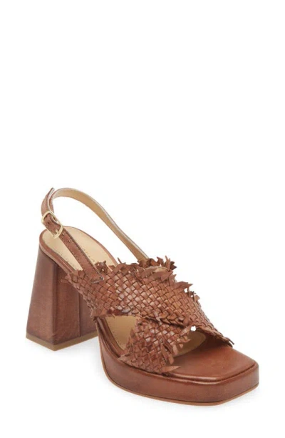 Shop Chocolat Blu Inaya Slingback Platform Sandal In Brown Leather