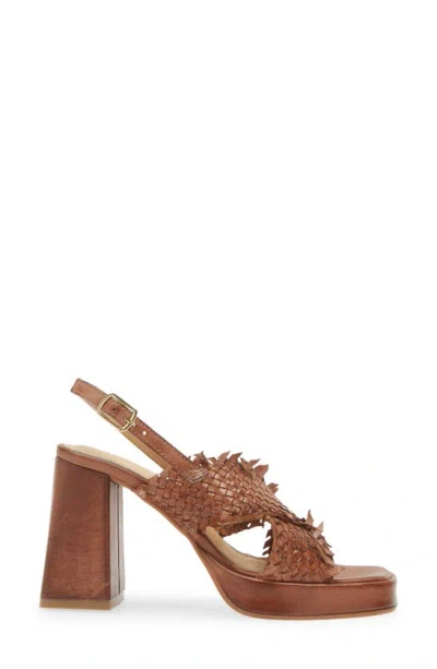 Chocolat Blu Inaya Slingback Platform Sandal In Brown Leather